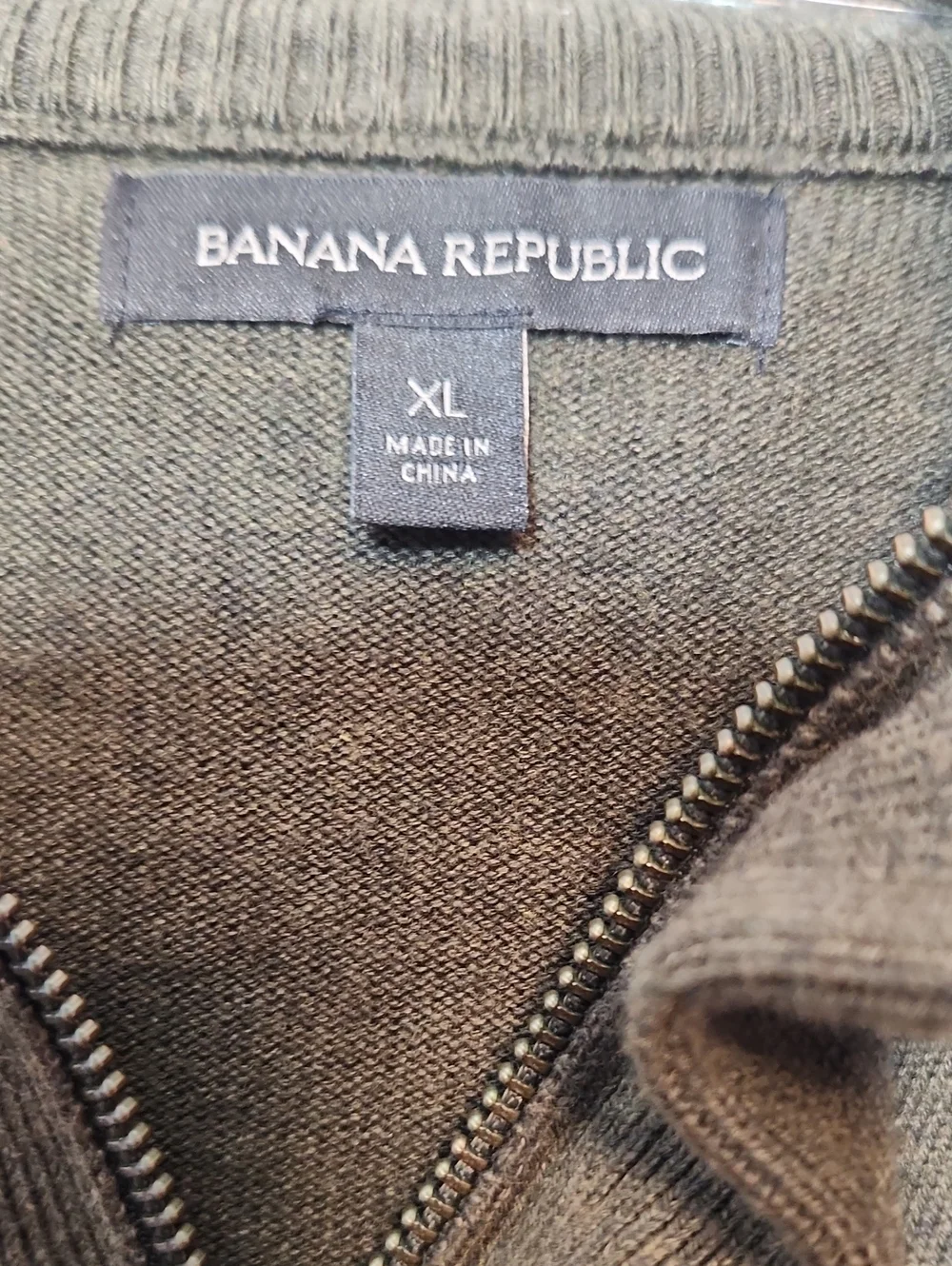 Banana Republic Olive Green Zip-Up Hooded Sweater XL Men's